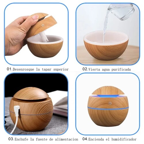 Humidificador aire madera hogar purificador Aromatizante difusor ultrasónico USB niebla fragancia
