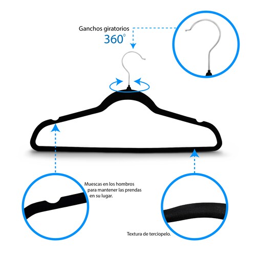 Ganchos Para Ropa De Terciopelo Resistentes 50 Piezas.