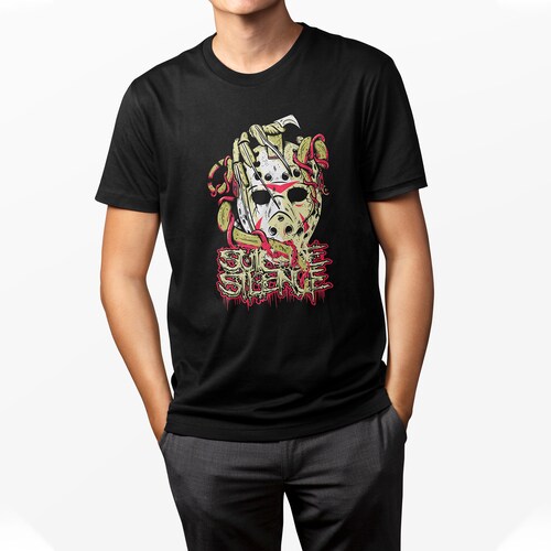 Playera Casual Crossover de Terror Negra para Caballero