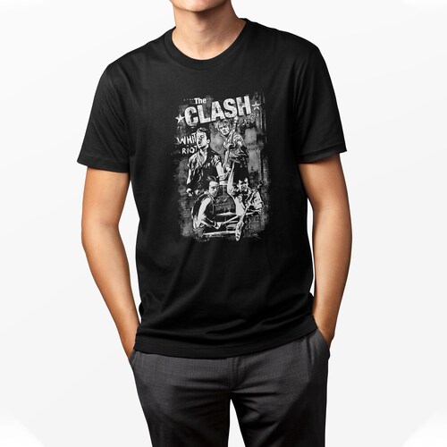 Playera Casual The Clash Banda de Rock para Caballero Negra