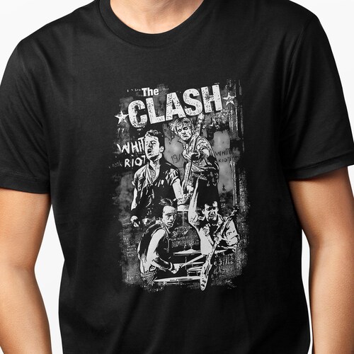 Playera Casual The Clash Banda de Rock para Caballero Negra