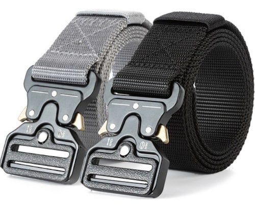2pzs Cinturones Táctico Ajustable Moda Calidad Cinto Militar Negro + Gris 125 cm 