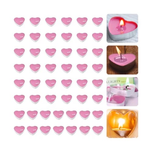 50pz boda Velas Flotantes Sin Aroma De Alta Calidad Rosa Corazón