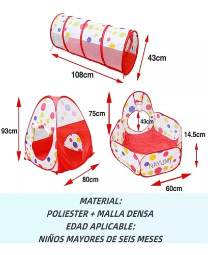 Casita Carpa Tunel Para Niños 3 En 1 Gimnasio Plegable Bebes.