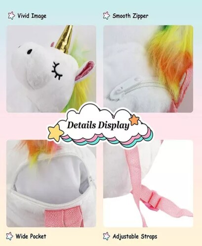 Peluche Mochila Unicornio 2 En 1 Arcoiris Tipo Kawaii.