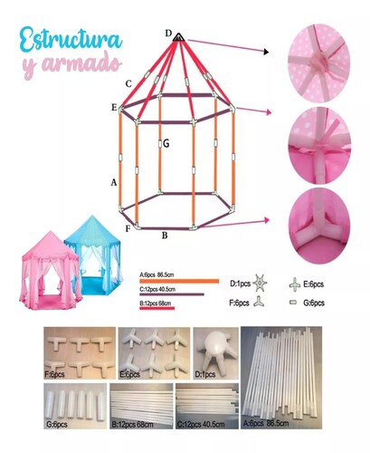 Casa De Campaña Para Niña Castillo Princesas Facil De Armar.