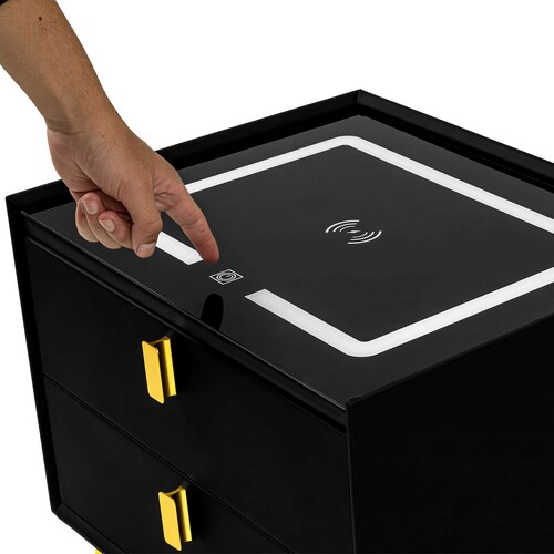 Buro Smart Mesa Inteligente Noche Cargador Inalambrico Luz Led Usb Negro