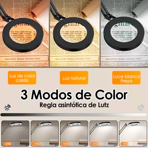 Lámpara 8x Lupa Articulada Led Escritorio Usb Luz Cálida