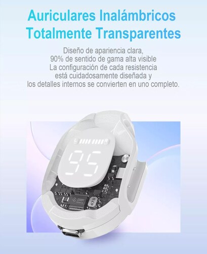 Audífonos Bluetooth 5.3 Inalámbricos De Transparente Tws.