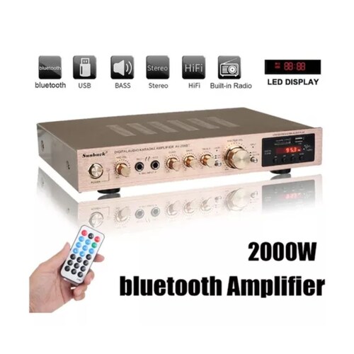 Amplificador Audio Bluetooth 5 Canales 2000w Para Uso Domésto Dorado