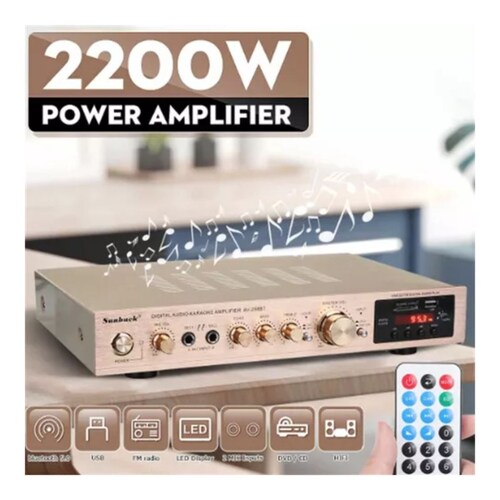 Amplificador Audio Bluetooth 5 Canales 2000w Para Uso Domésto Dorado