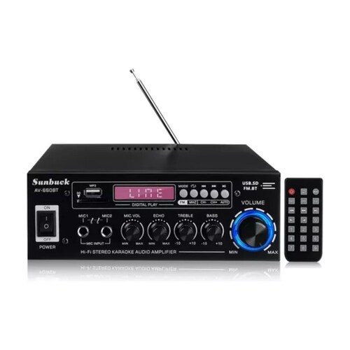Amplificador De Audio Bluetooth 5.0 Av-660bt 1200w Negro