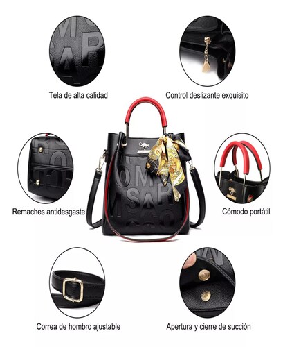 Bolsa Negra Mochila Dama Bolsa De Mano Gran Capacidad