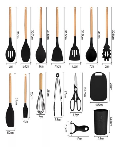 Utensilios Silicona Cocina & Juego De Cuchill+ Mandil 22 Set.