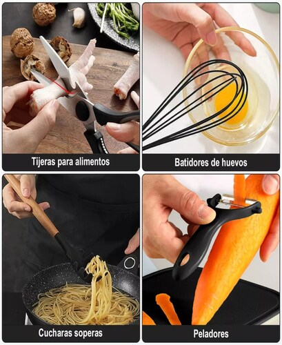 Utensilios Silicona Cocina & Juego De Cuchill+ Mandil 22 Set.