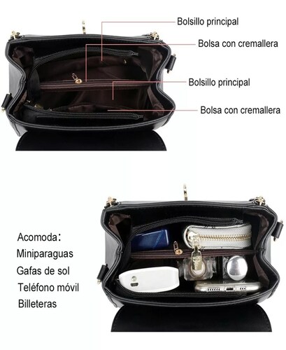 Bolsa Mujer Impermeable Tote Crossbody Bandolera De Pu
