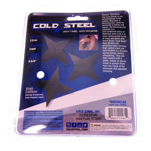Cs80ssc3z Cold Steel Ligth Sure Strike Shuriken Set 3 Pz Hc.