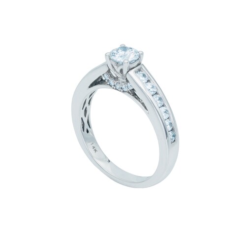 Anillo Con Diamantes 1 Quilate En Oro Blanco 14 Kilates. Oro Fino Joyería.