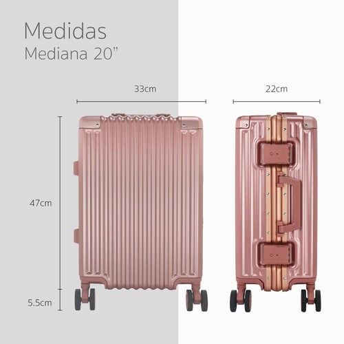 Maleta 20' De Aluminio Color Oro Rosado