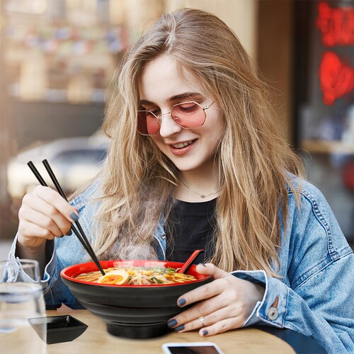 Vajilla de Melamina Estilo Japonés para Ramen Set para 4 Personas