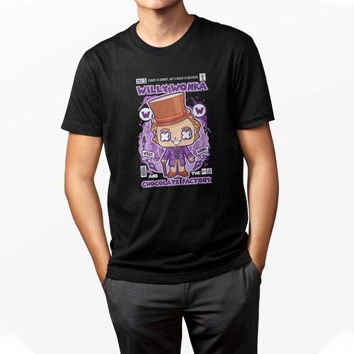 Playera Casual Willy Wonka Funko Chocolate Factory Negra