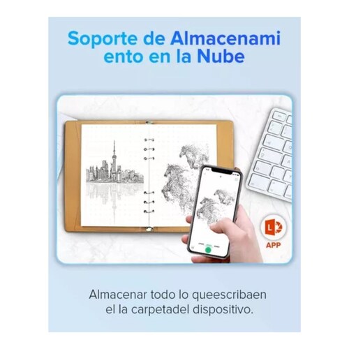Cuaderno Inteligente Reutilizable Libreta 100 Page 2 Plumas Gris 