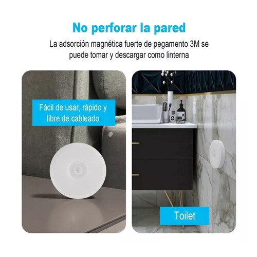 Sensor De Movimiento Luces Nocturnas Usb Recargables 3 Pieza Blanco