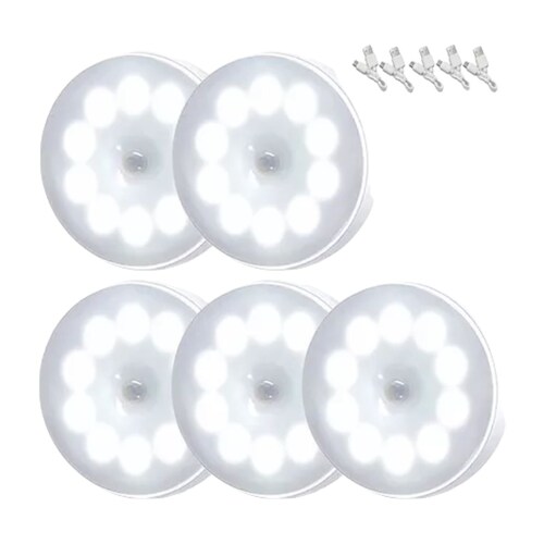 Luces De Emergencia Sensor De Movimiento Recargables 5 Pieza Blanco