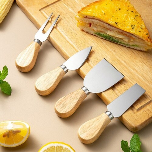 Juego De Cuchillos Para Queso De Acero Inoxidable, 4 Piezas Marron/Plata 
