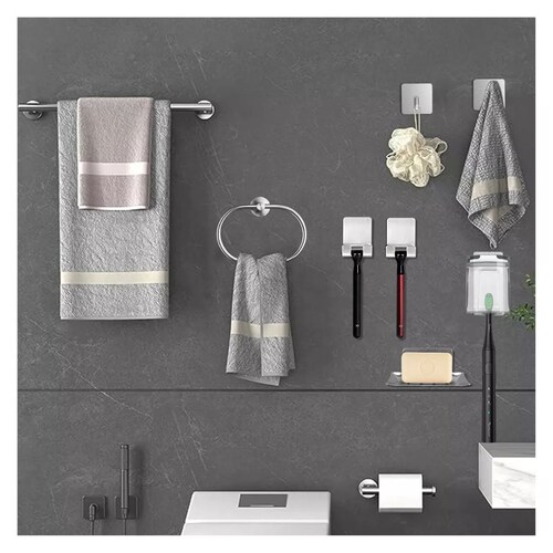 15 Pzs Juego Sets De Accesorios Para Baño Toallero Japonera Plata 