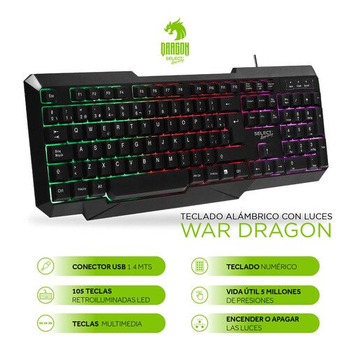 Teclado Gamer Alámbrico Mecánico War Dragon Rgb Select Gaming SG-T2