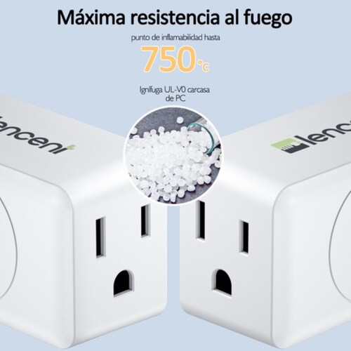 Multicontacto Triple Lencent Clavijas Enchufe Adaptador X 2 Blanco