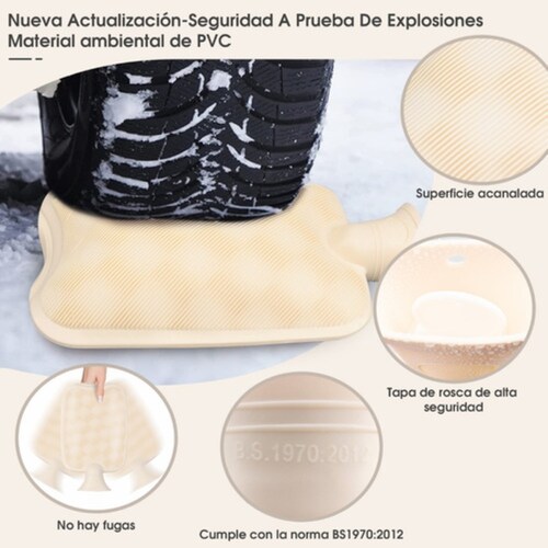 Bolsa Agua Caliente Reutilizable Con Tapa Blanda (2 Litros) Gris 