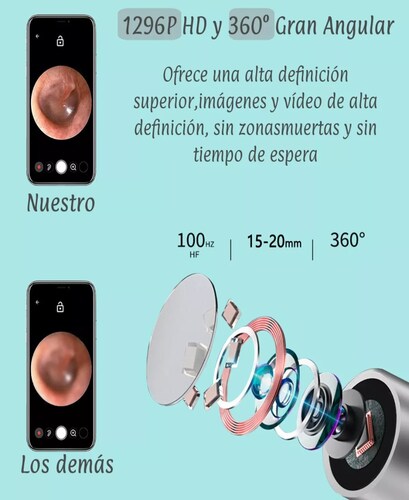Limpiador Oídos Cámara Inteligente Endoscopio Hd Wifi 1296p.
