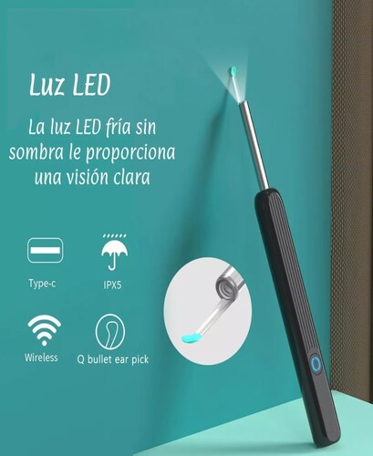 Limpiador Oídos Cámara Inteligente Endoscopio Hd Wifi 1296p.