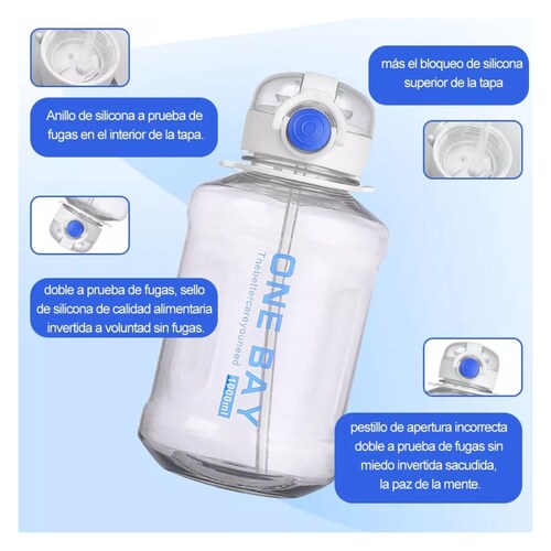 Botella De Agua Deportiva Portatil Gran Capacida Sin Bpa 1l Transparente