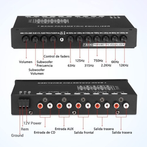 Ecualizador Para Auto Ajustable 7 Bandas Eq Ecualizador 12v Negro
