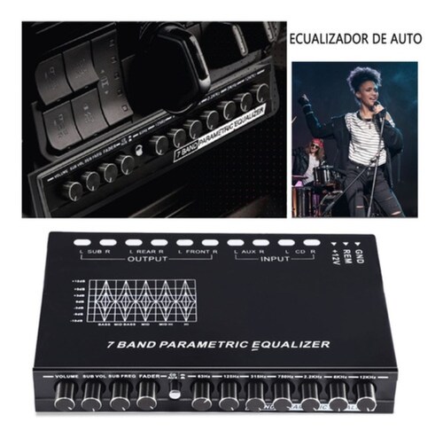 Ecualizador Para Auto Ajustable 7 Bandas Eq Ecualizador 12v Negro
