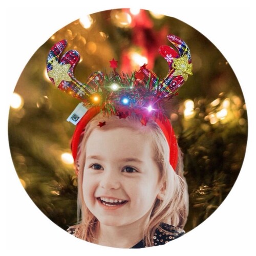 12 Diadema Reno Con Luz Led Navidad Fiesta Posadas