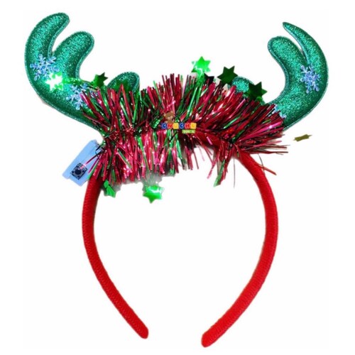 12 Diadema Reno Con Luz Led Navidad Fiesta Posadas