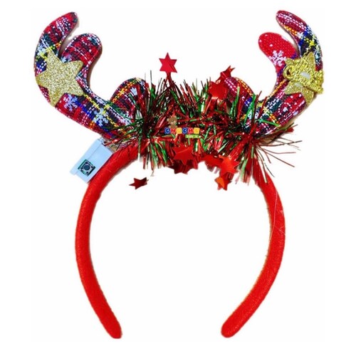12 Diadema Reno Con Luz Led Navidad Fiesta Posadas