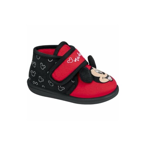 Pantufla tipo bota de Mickey Mouse color rojo con negro para niño, mod. 1105741