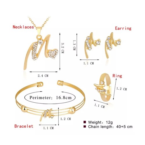 Collares De Bisutería Dijes Aretes Para Mujer Diamante Joyas Dorado-forma M