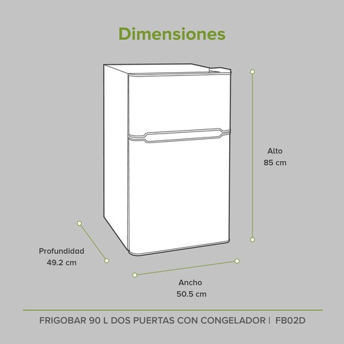 Frigobar Negro 3.2 Pies 90 L Dos Puertas Con Congelador  Avera FB02D