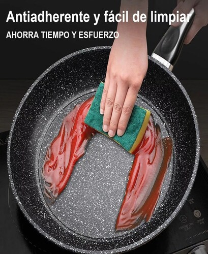 Sartén De Mármol Revestimiento Antiadherente Con Tapa 28cm.