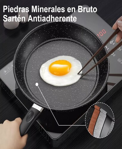 Sartén De Mármol Revestimiento Antiadherente Con Tapa 28cm.