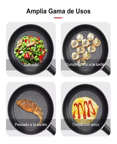 Sartén De Mármol Revestimiento Antiadherente Con Tapa 28cm.