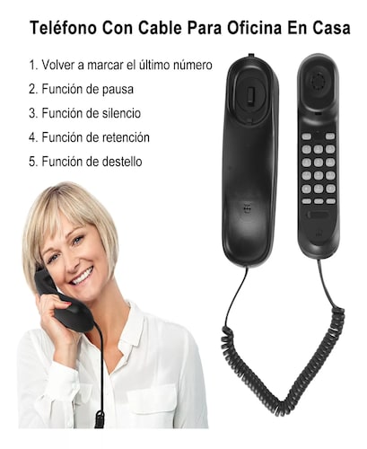 Telefonos Fijos Alambrico Casa Oficina Modernphone Negro.