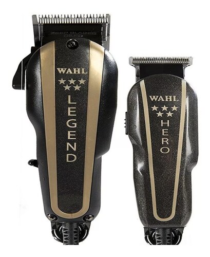 Máquina Cortapelo Wahl Barber Combo Legend Y Trimmer Hero Profesional Uso Rudo Barbería Y Estéticas Color Negro.