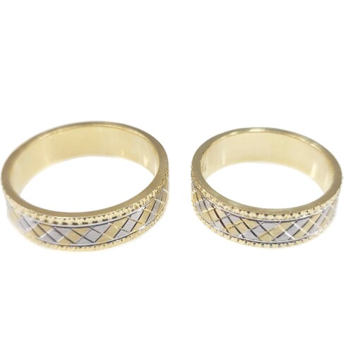 Par De Argollas Matrimoniales 14k Diseño D Rombos Florentino